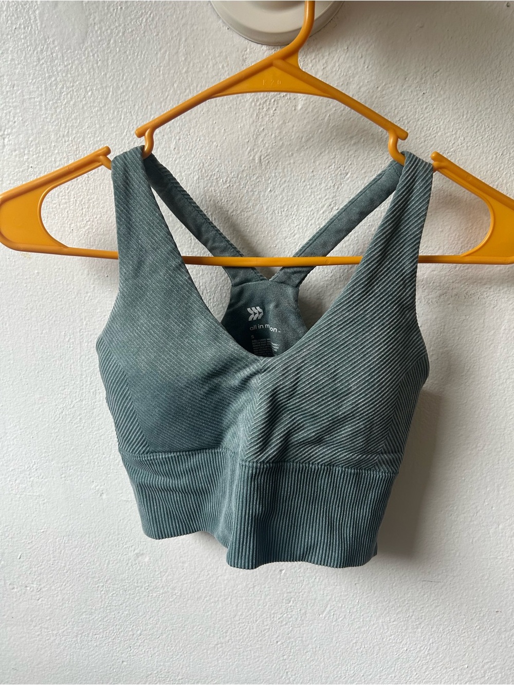 all in motion Slate Green Ribbed Cross-Back Sports Bralette